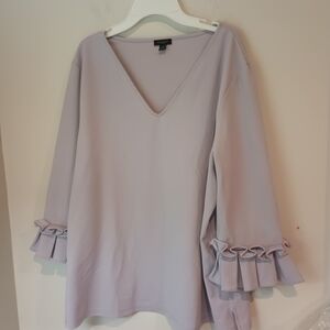 Ann Taylor Light Lavender V-Neck Ruffle Sleeve Tunic